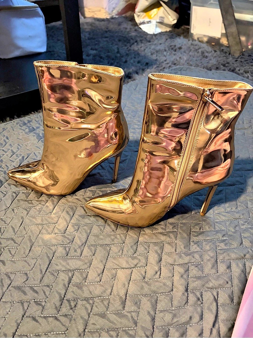 Forever 21 Rose Gold Metallic Stiletto Ankle Boots - Women’s Size 7
